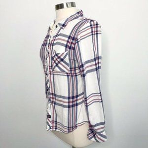Rails flannel plaid shirt white